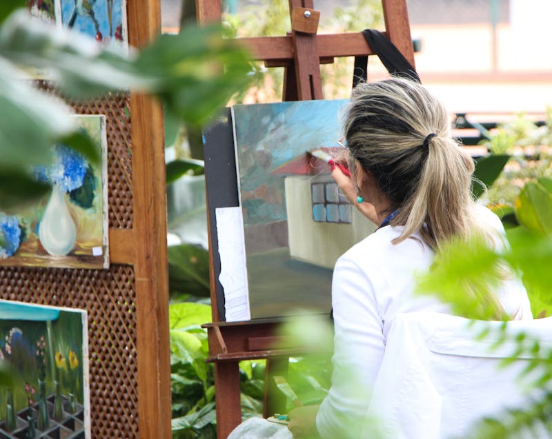 a woman painting something